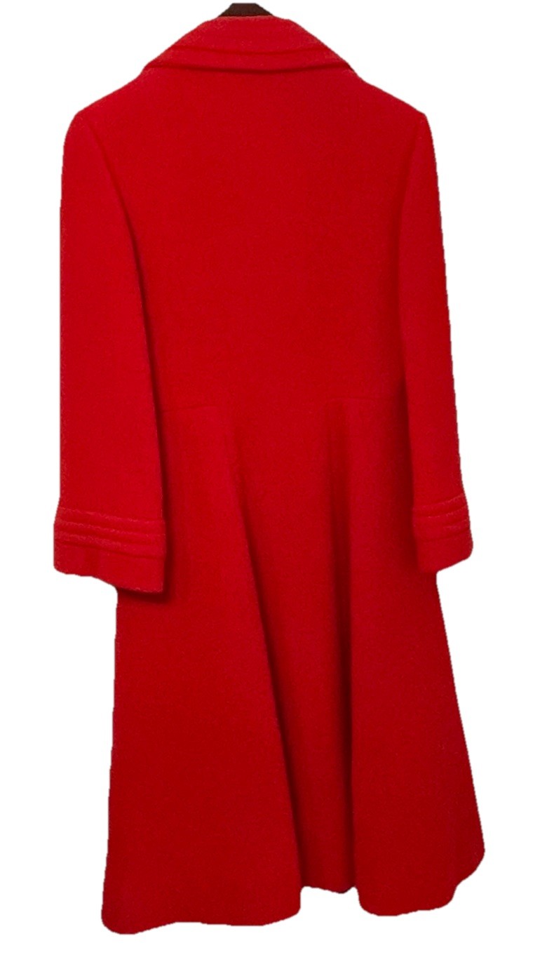 Vtg 60s Pauline Trigere Vermillion Wool Swing Coat RARE Mid Century Mod French