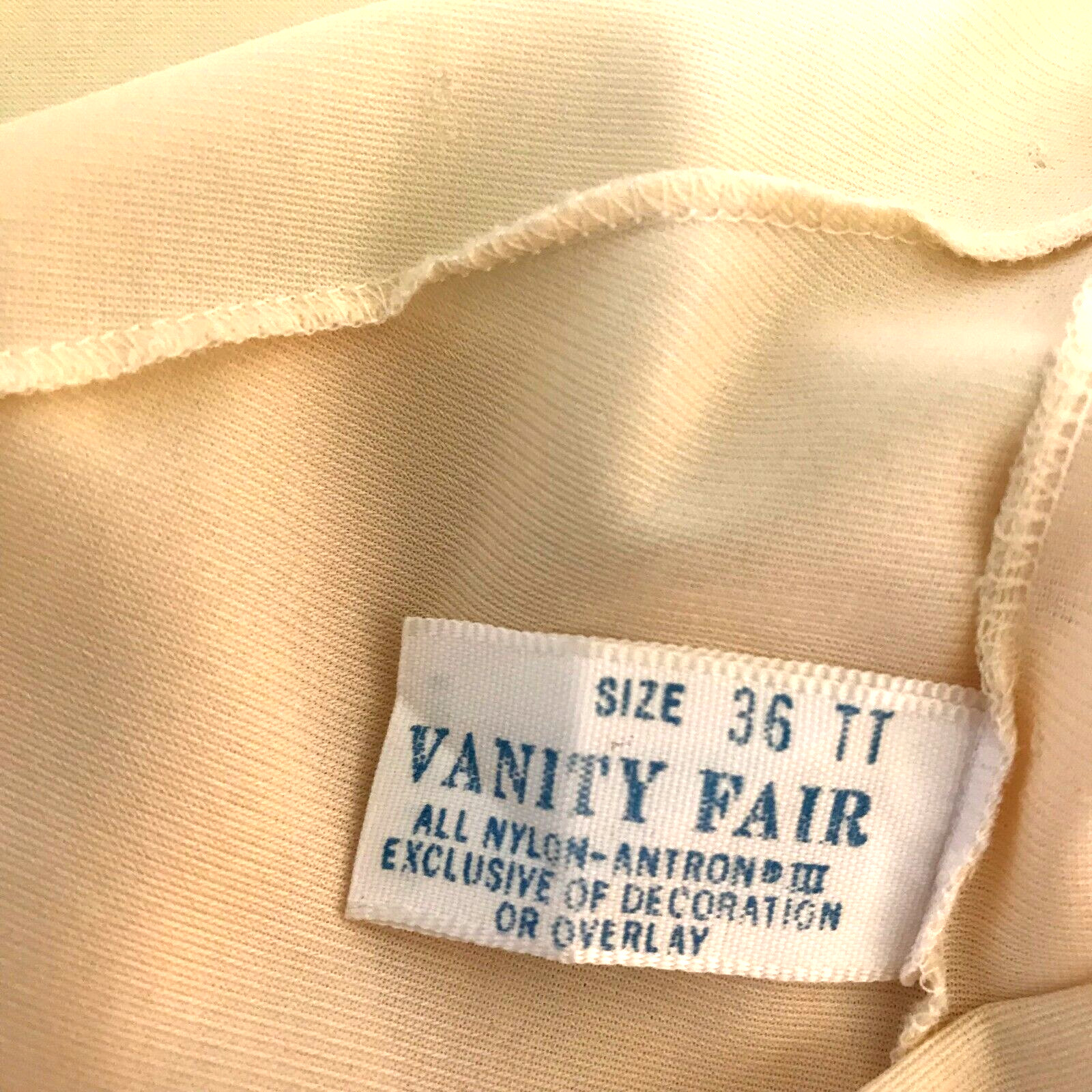 sz 36 ttall full slip Vanity Fair beige chest 34” 43” adjustable stra