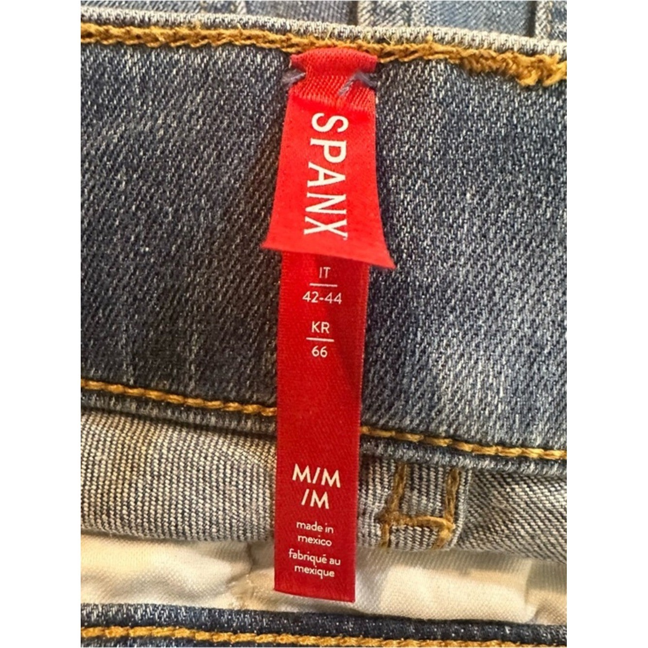 SPANX Seamed Front Wide Leg Denim Jeans Size Medium Vintage Indigo