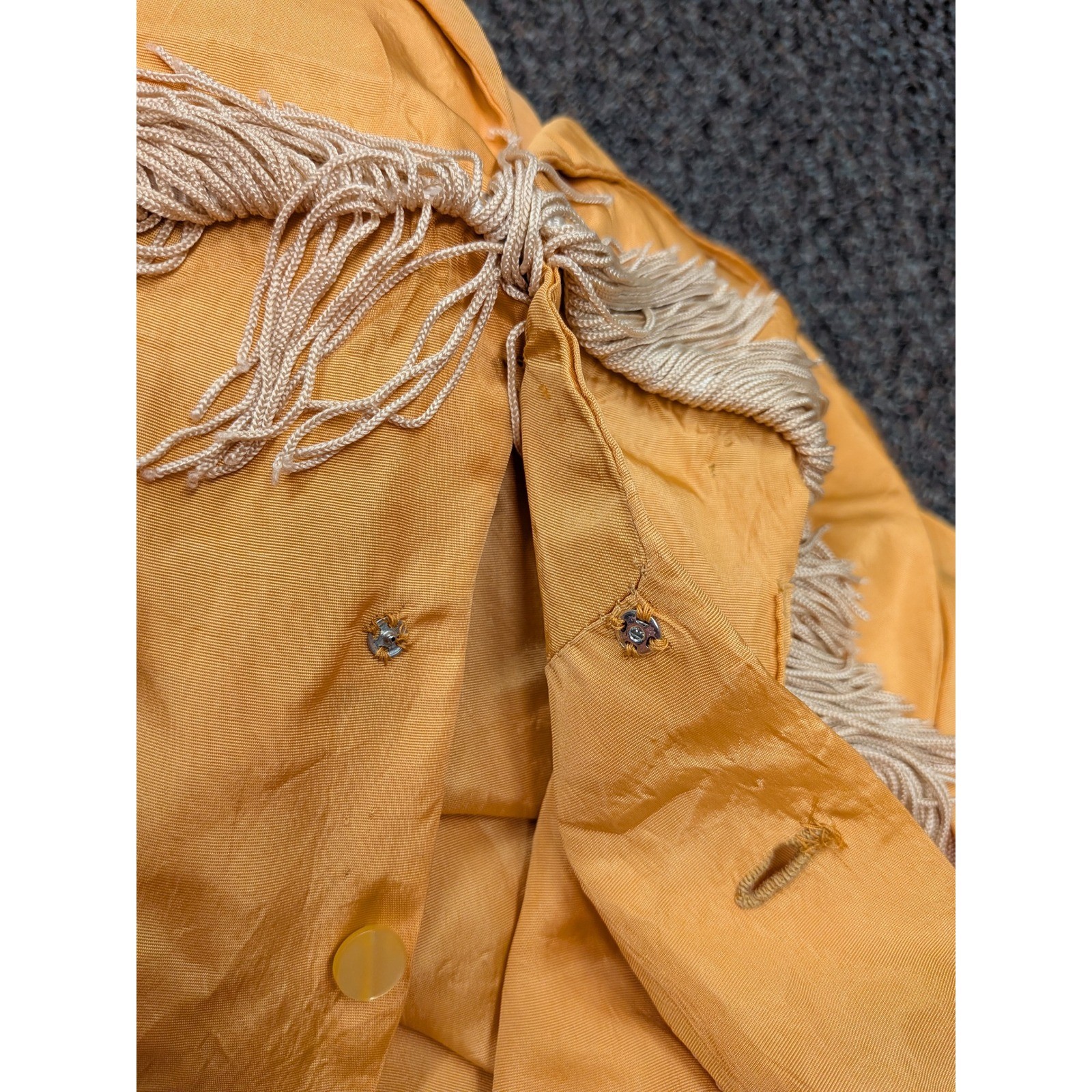 Vintage Western Fringe Shirt Gold Yellow Long Sleeve Button Down Rodeo Boho S/M