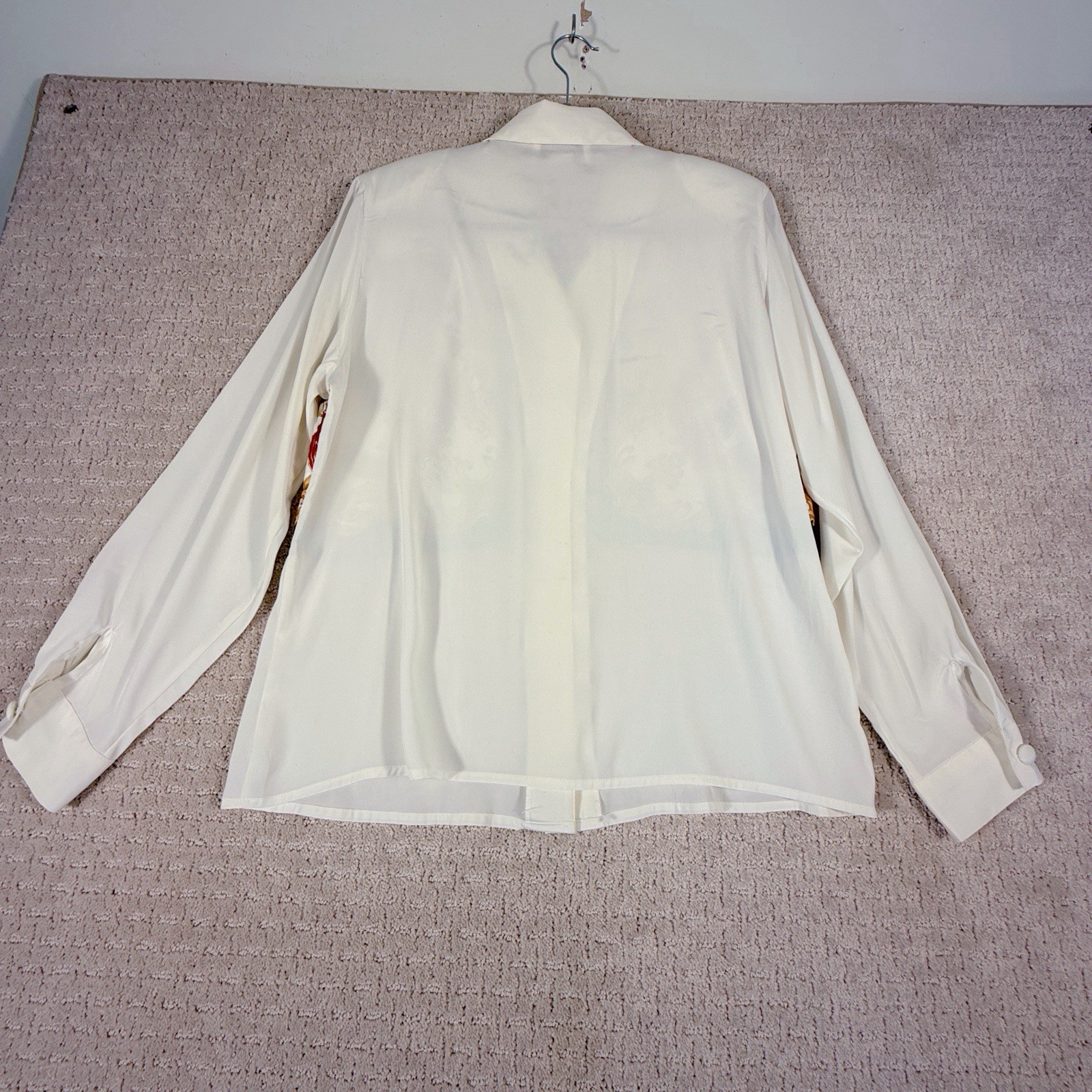 Vintage Jasmine Long Sleeve Blouse Women’s Size Large Baroque Regal Sheer Ivory