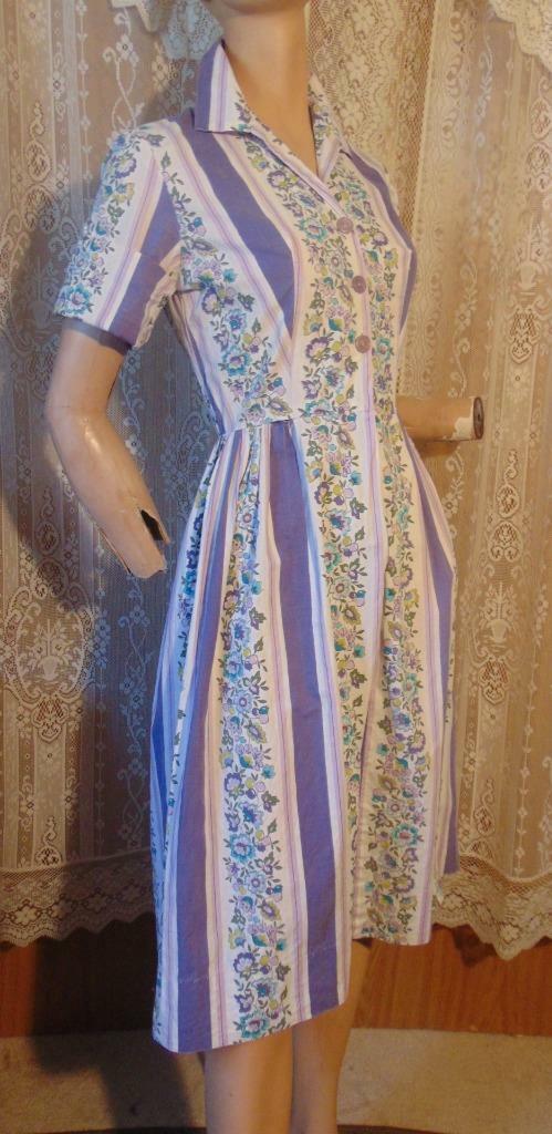 50/60s BRENTWOOD FOR PENNYS FLORAL COTTON SHIRT WAIST DRESS 24 W