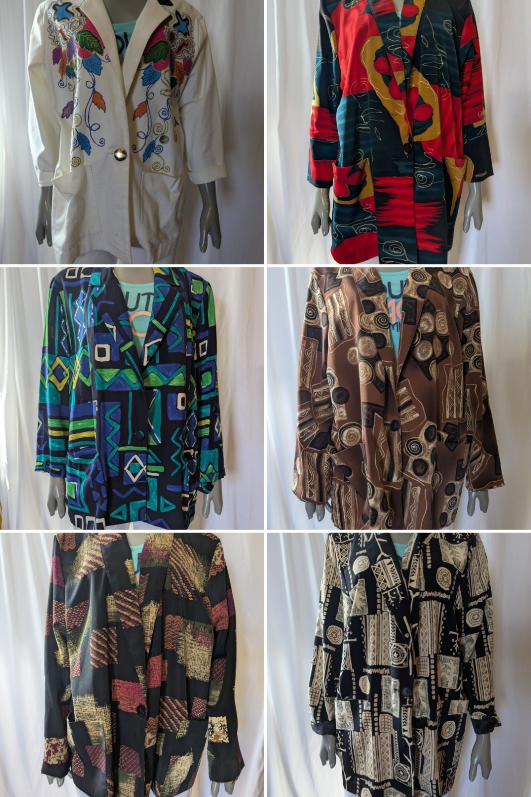 Lot Of 7 1980s Jackets Wild Prints Large Sizes L/XL/1X