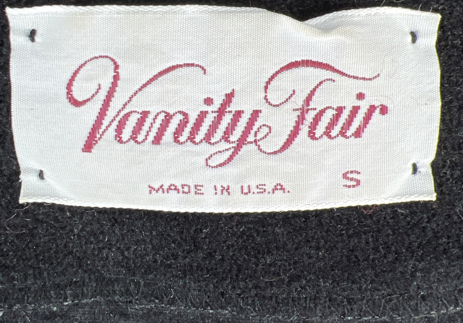 Vtg Vanity Fair Black Velour Robe Size Small Zip Front Embroidered Made in USA