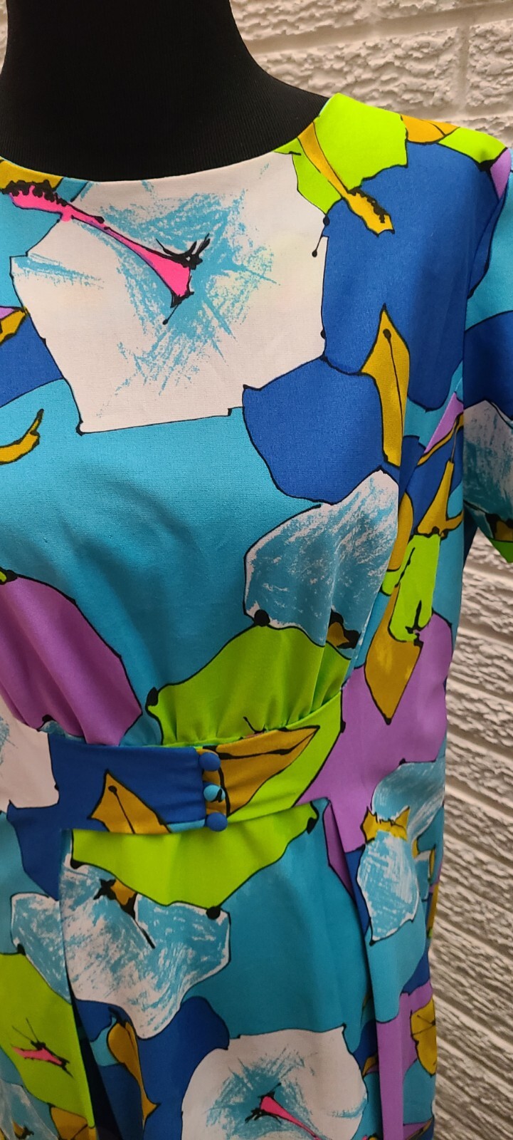 60S ANDRADE ja na WAIKIKI HAWAIIAN Maxi Dress Florals leaves M to L