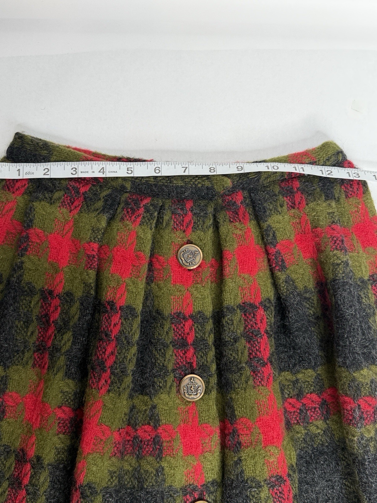 Vintage Century of Boston Plaid Skirt Womens S Red Pleated Midi A Line 1960s