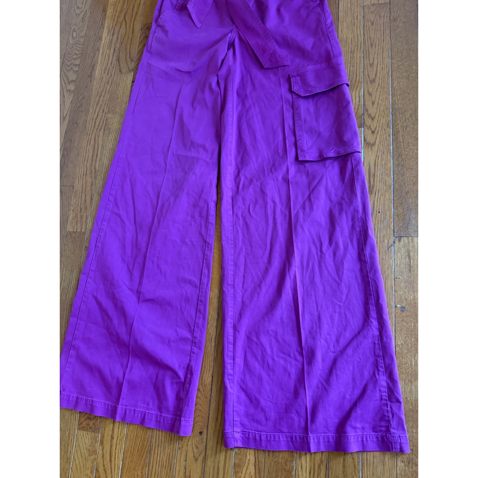 Veronica Beard Jeans Belisa Wide Leg High Rise Cargo Pants Magenta Size 26