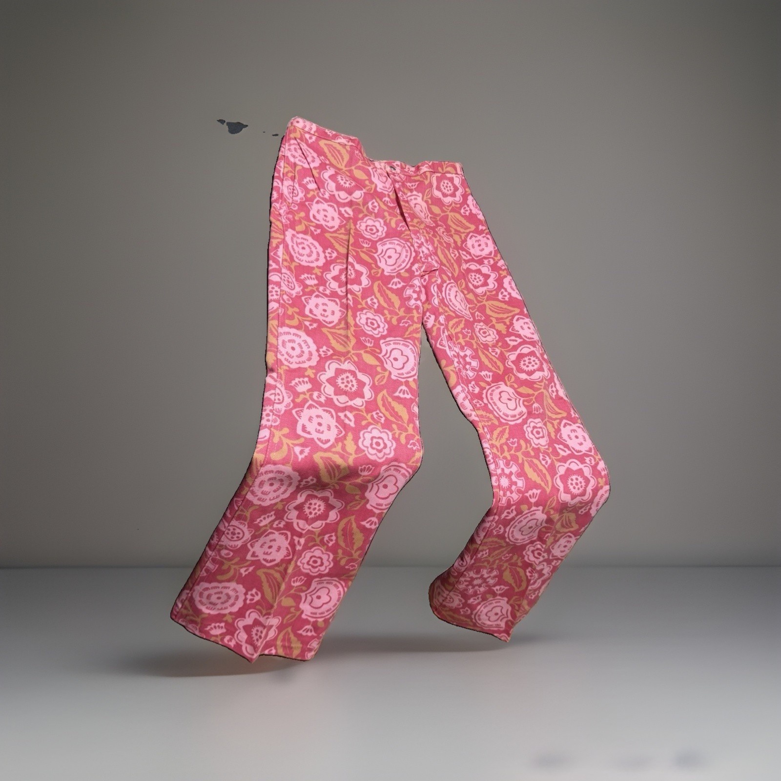 Vtg! 70s Maverick Vaquero Bell Bottom Jeans Pink Floral Deadstock NOS 13/14