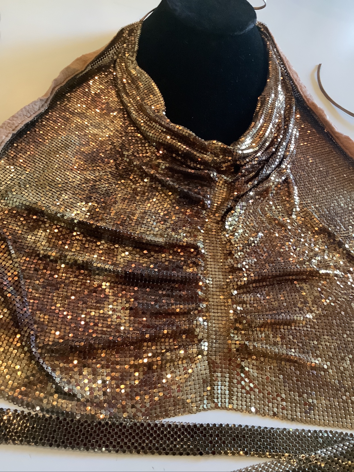 Whiting &Davis Rare Mesh Chainmail Leopard Print Halter Top WOW