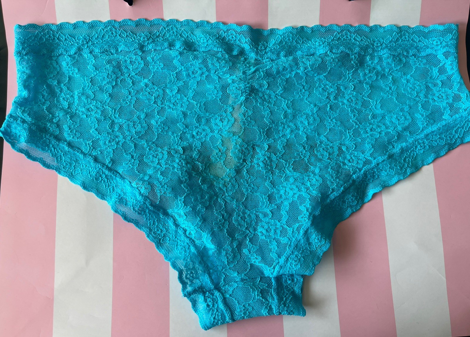 NWT VTG 2014 Victoria’s Secret Lace Hip-hugger. Electric Blue, Large