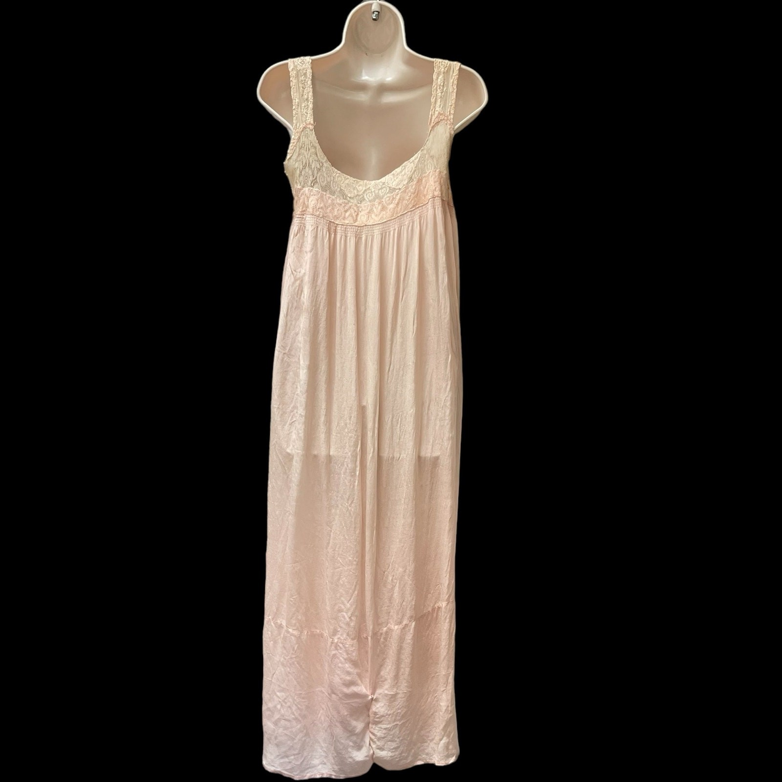 Gossamer Silk & Lace Pink Flapper Slip 1920’s Sheer Art Deco Lingerie Vintage A