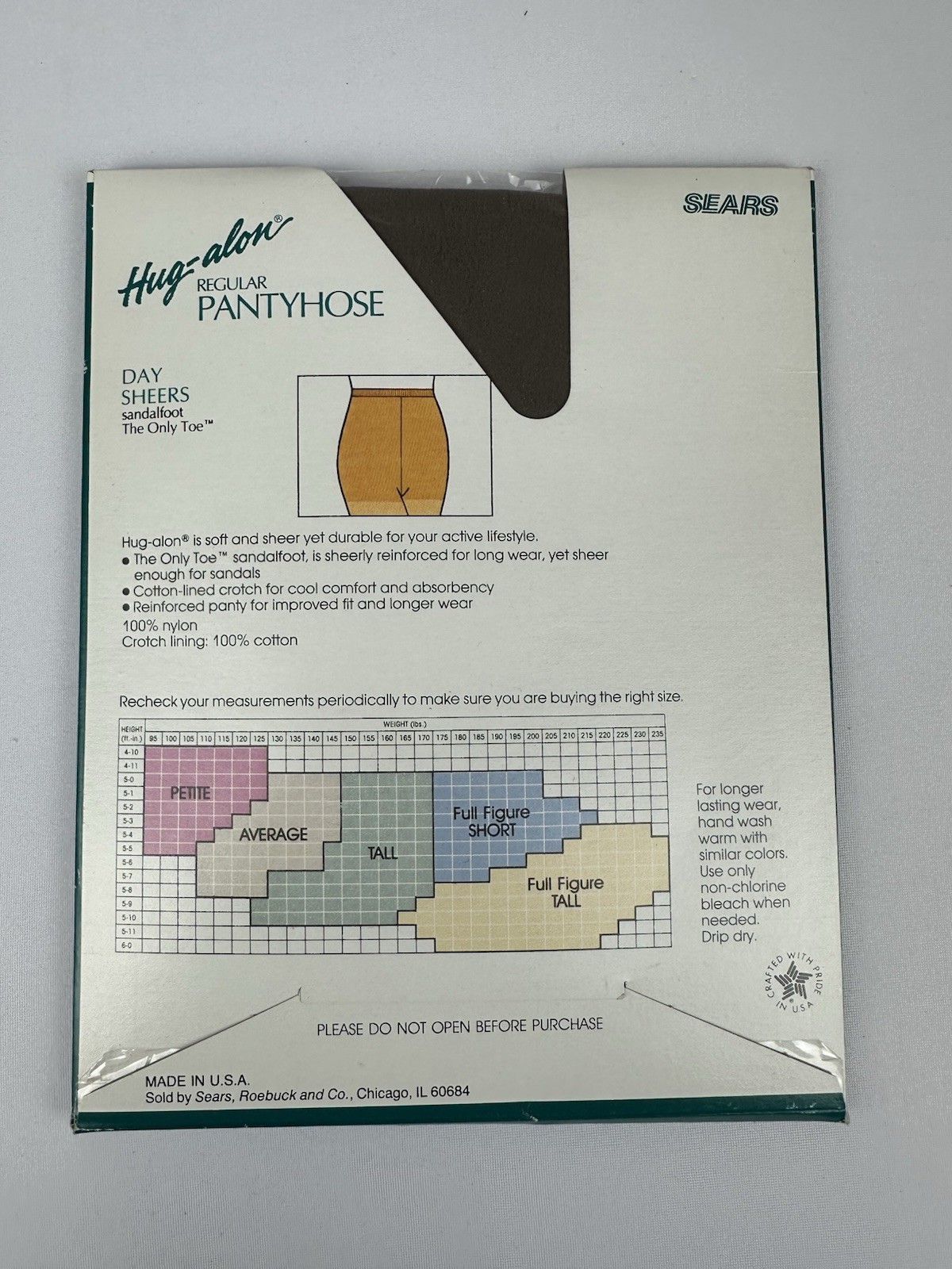 VTG Sears Hug-Alon Day Sheer Sandalfoot Vintage Pantyhose – Silver Cloud Petite