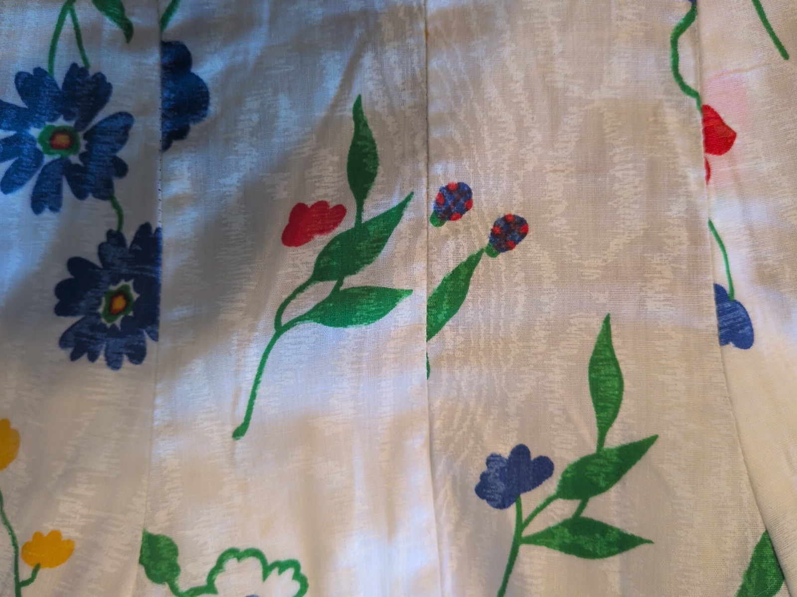 Vintage Cotton Blend White Floral Tiered Summer Dress 70s Cottage Core Size S