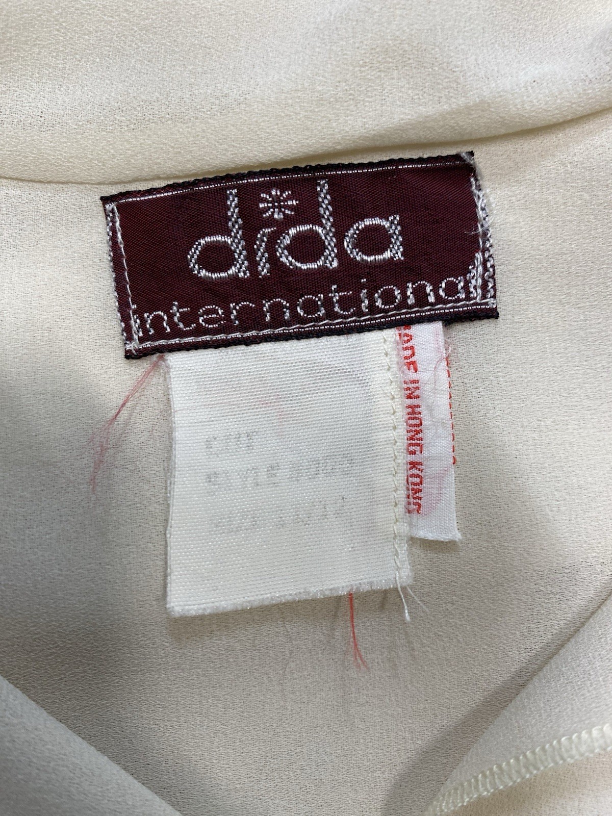 Vintage Dress SIZE 11/12 LARGE ivory white georgette chiffon DIDA 70s 80s sheer