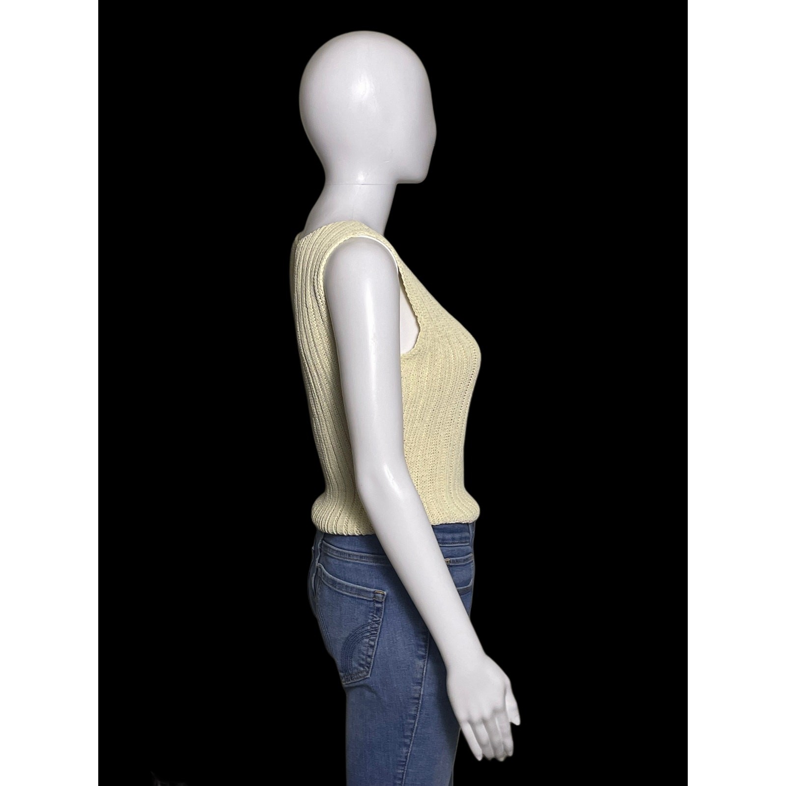 Vintage Balenciaga Knit Ivory Crochet Sleeveless Women Vest From Japan Medium