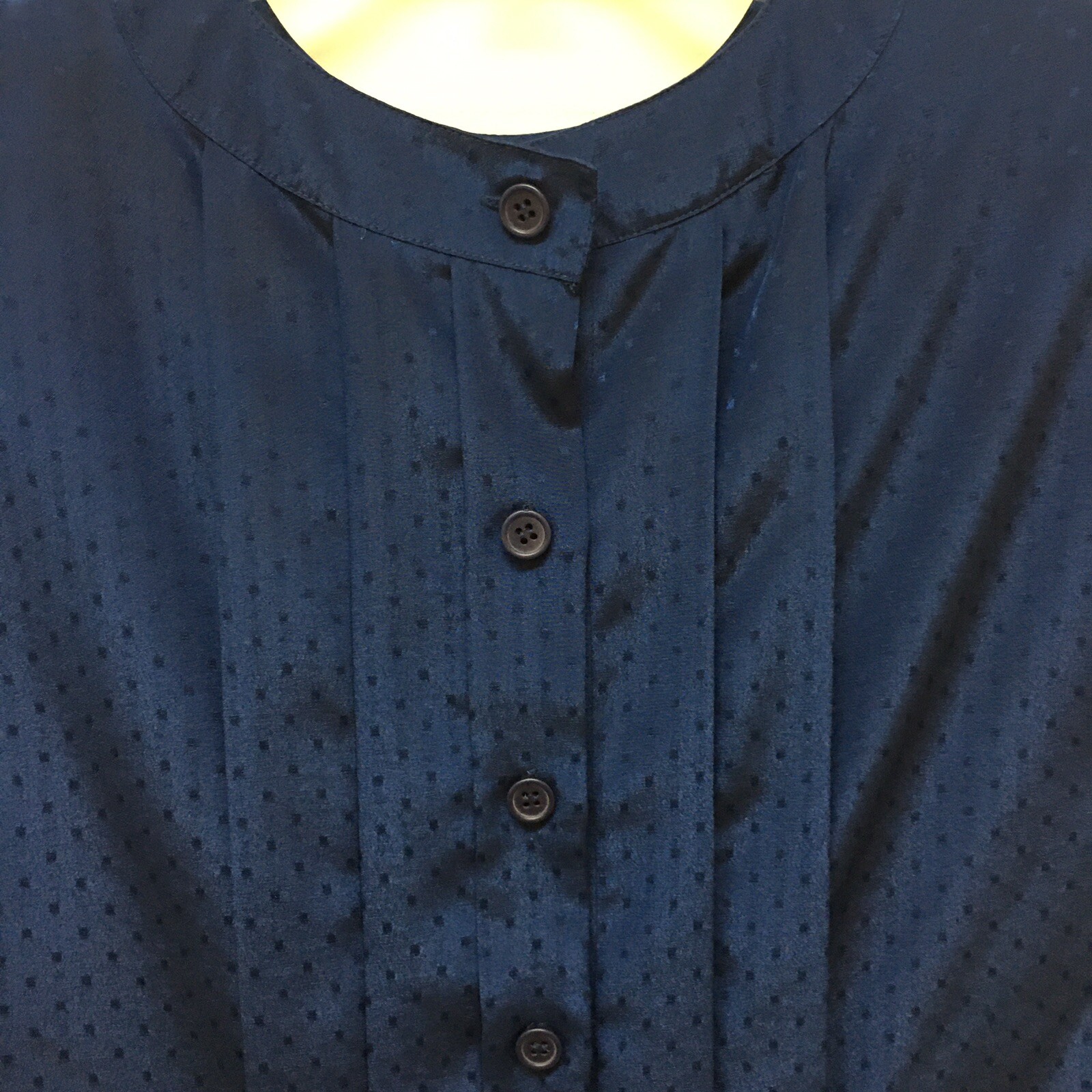 Vintage Halston III Button Back Big Shoulder Blouse Pleated Front Womens 10 Top