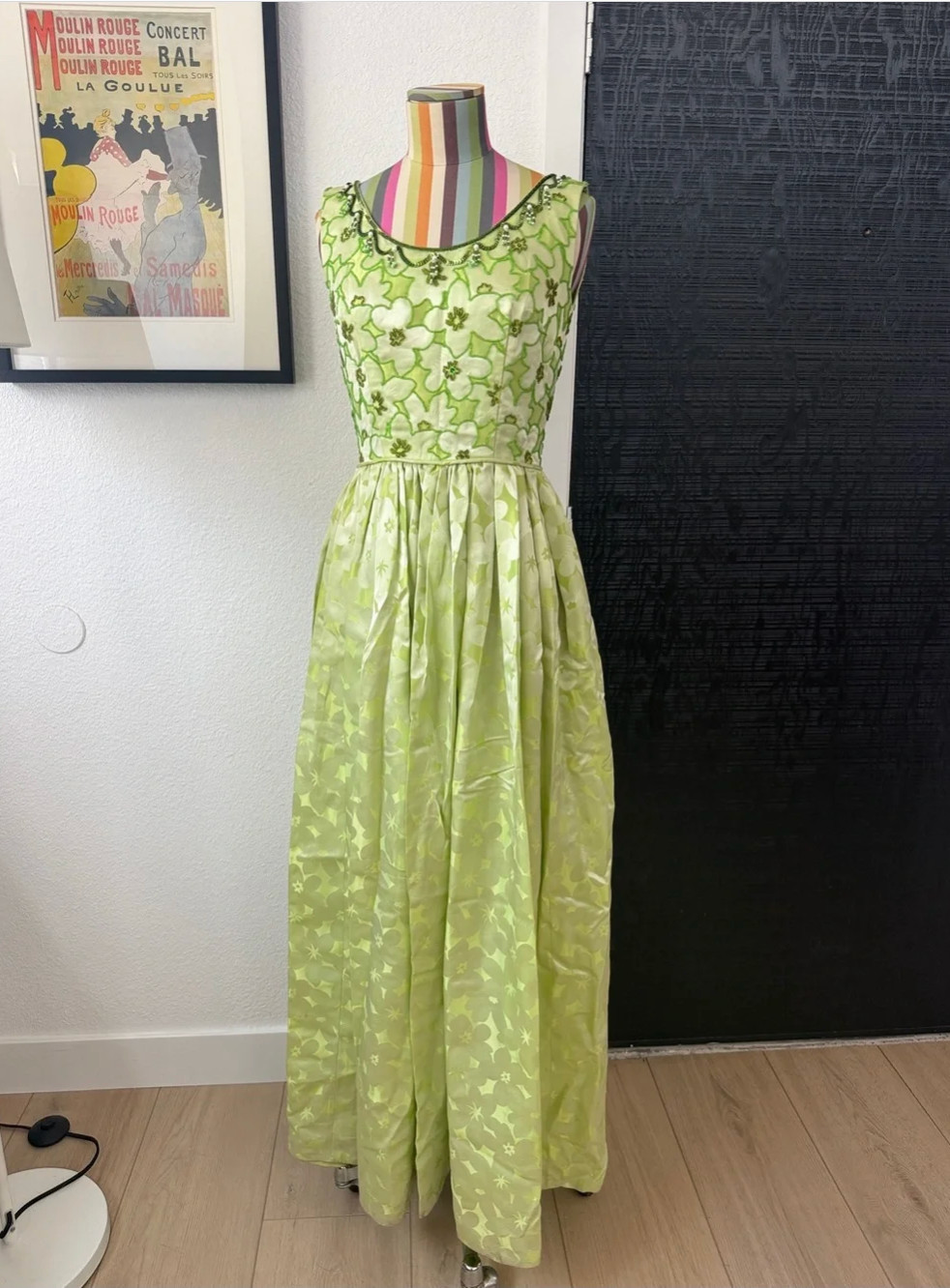 True Vintage Beaded Maxi Dress Formal Gown Pleated Skirt Fairy Renaissance