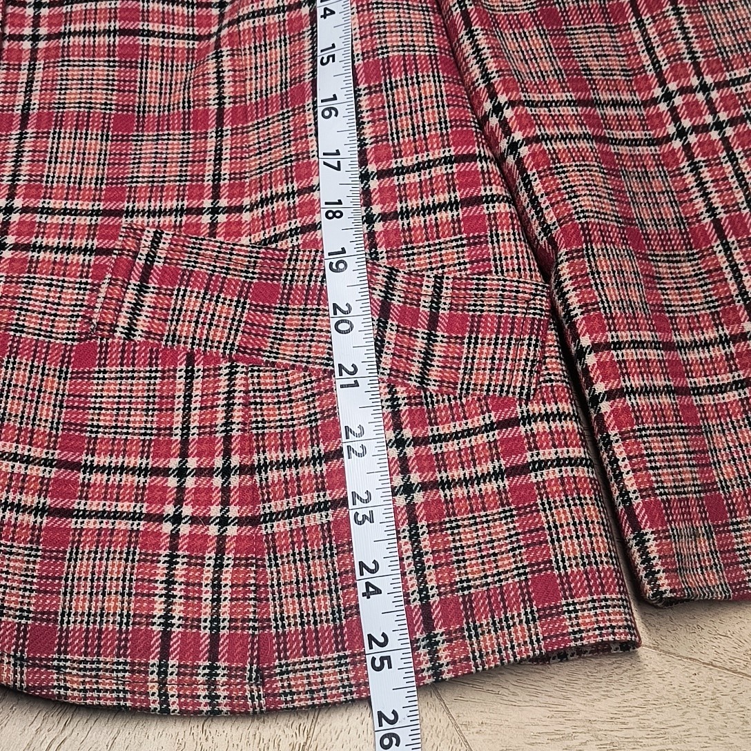 Vintage Pendleton Plaid Blazer Jacket 100% Virgin Wool Red Green Tartan Size 16