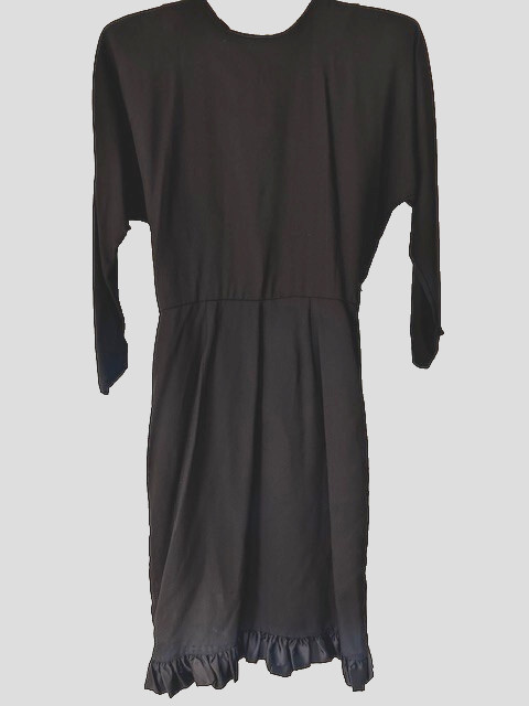Jody California VTG Dress Sz 7/8 LBD Dolman Slvs Open Inverted V Back Altered?