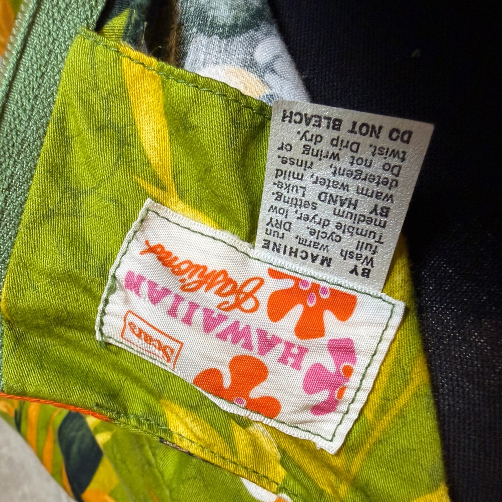Vintage 60s Sears Hawaiian Fashions Floral Maxi Dress Green Orange Talon Zip S