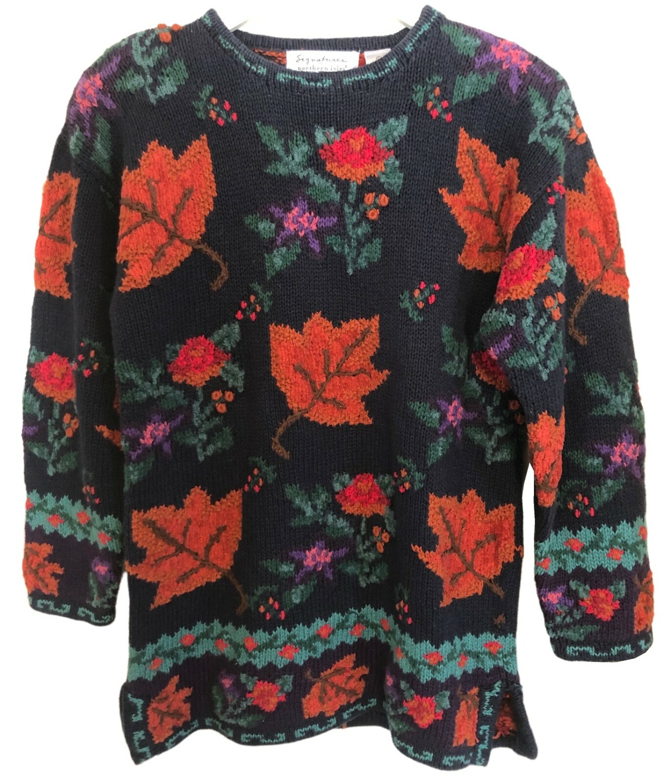 vtg Signatures by Northern Isles Chunky Knit Sweater Sz L Hand-Knitted