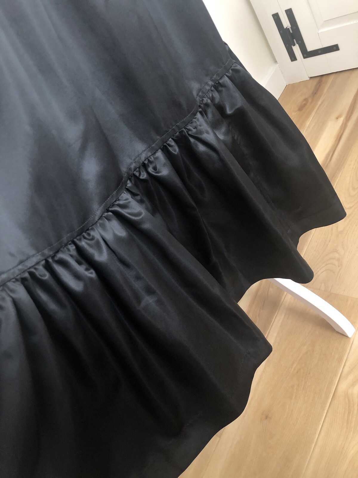 Vintage 1970s Wilroy Black Maxi Skirt XS Ruffle Victorian Gothic Stevie Nicks