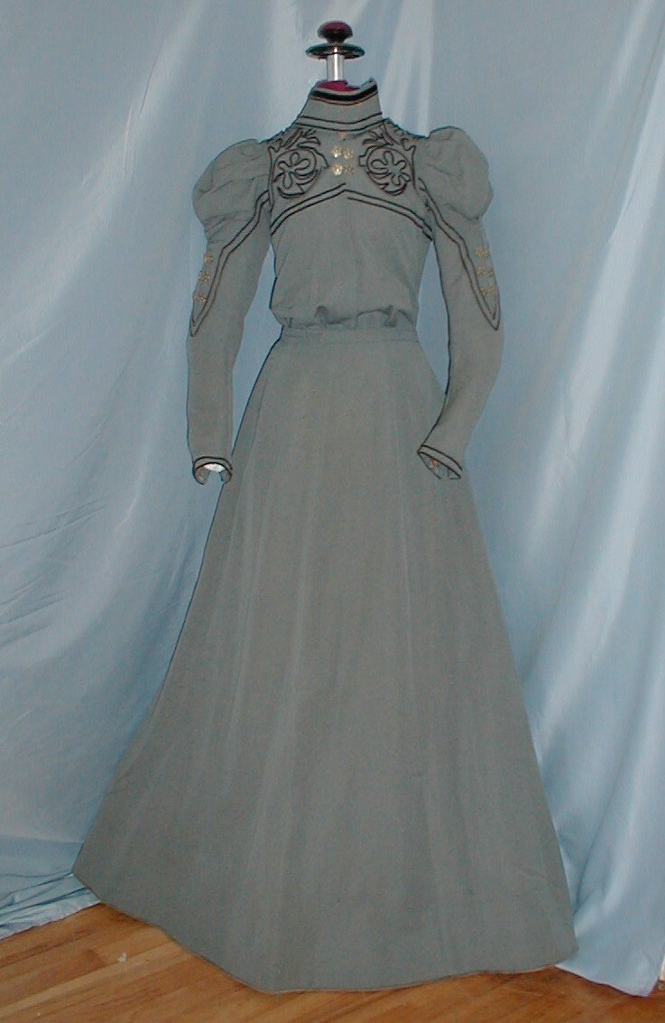 Antique Dress Seafoam Green Wool 1890’s Victorian Braided Trims