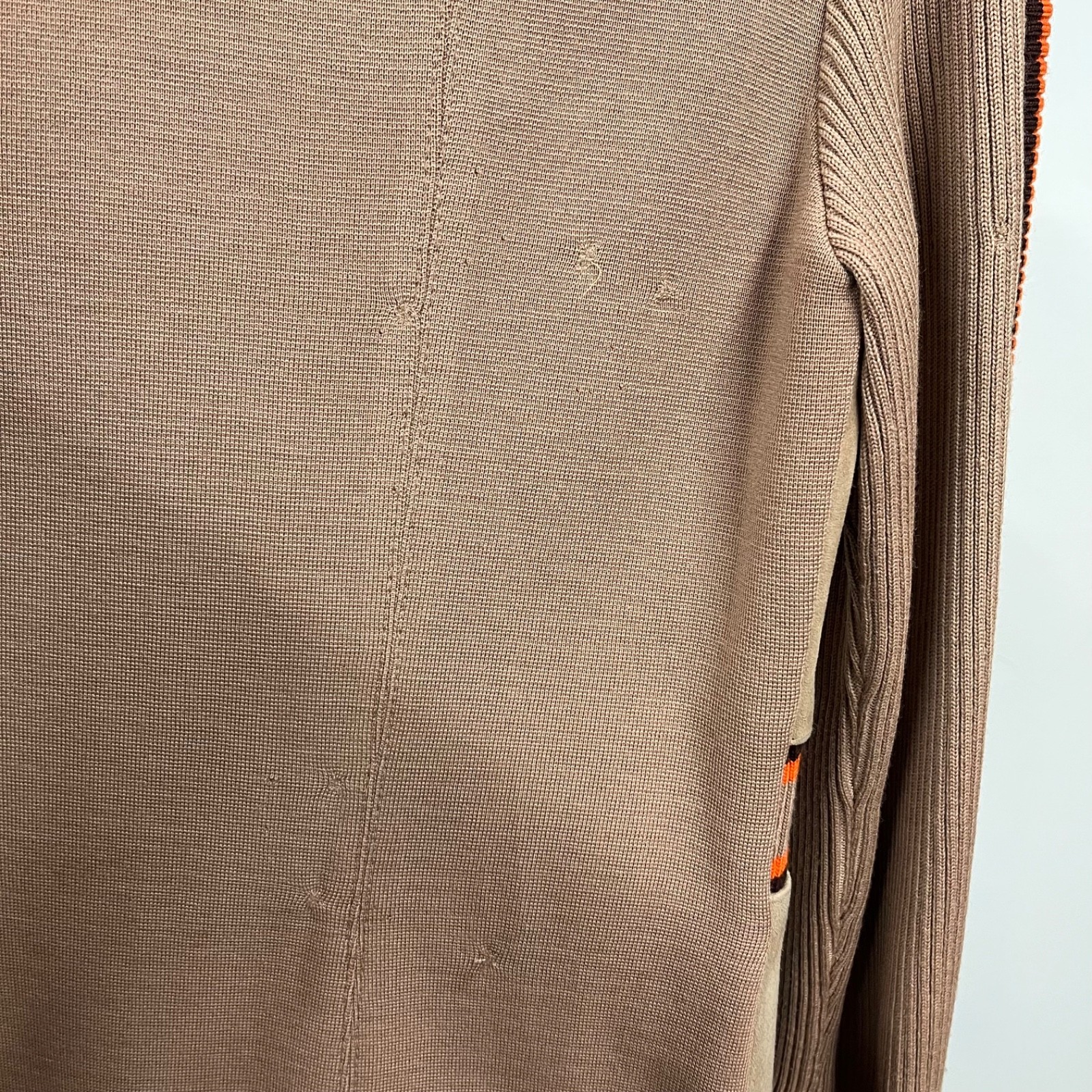 Vintage 1970s Penneys Suede Leather Car Coat Size 12 Brown Rib Knit Wool Medium
