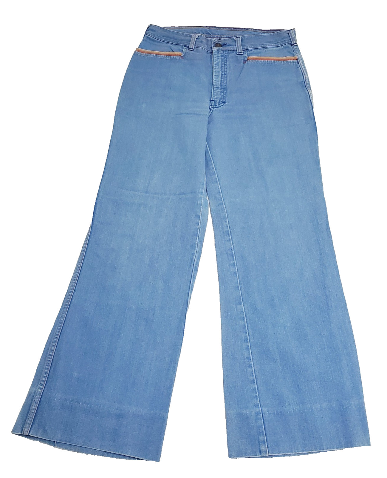 Vintage Male Slacks Jean 32×29 9” Bell Bottom Flare Leg Blue Women’s Pant 60s
