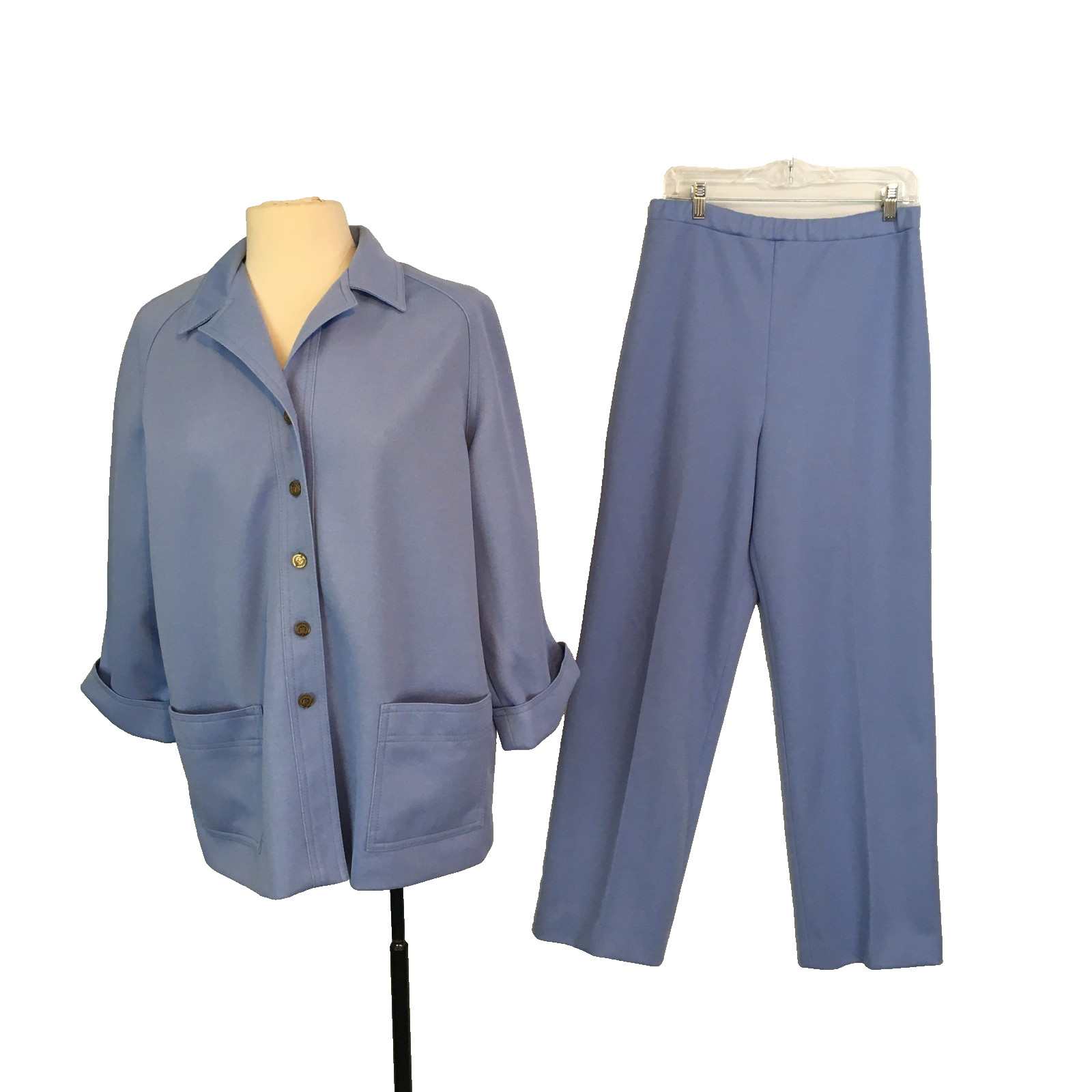Graff Californiawear Vintage Womens Blue 2pc Pant Suit, Leisure, Jacket 44 Bust