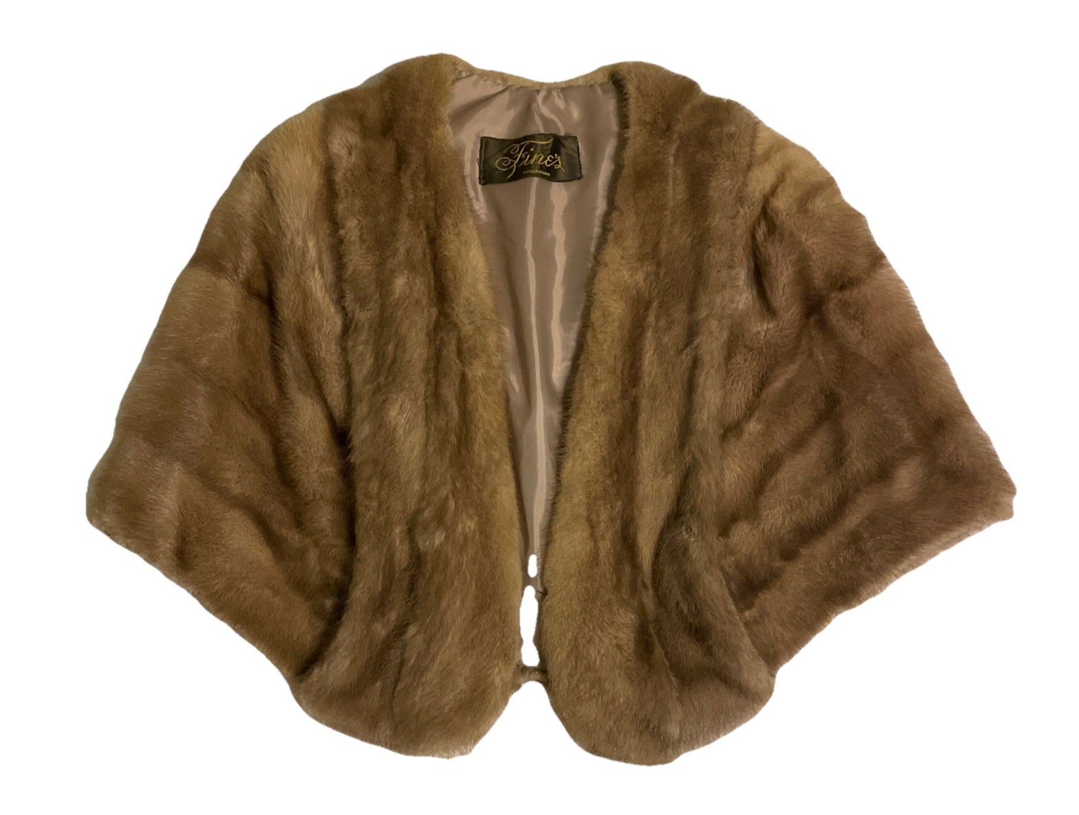 Vintage Light Golden Brown Mink Fur Stole Shawl Fine’s Savannah NEEDS RESEWN