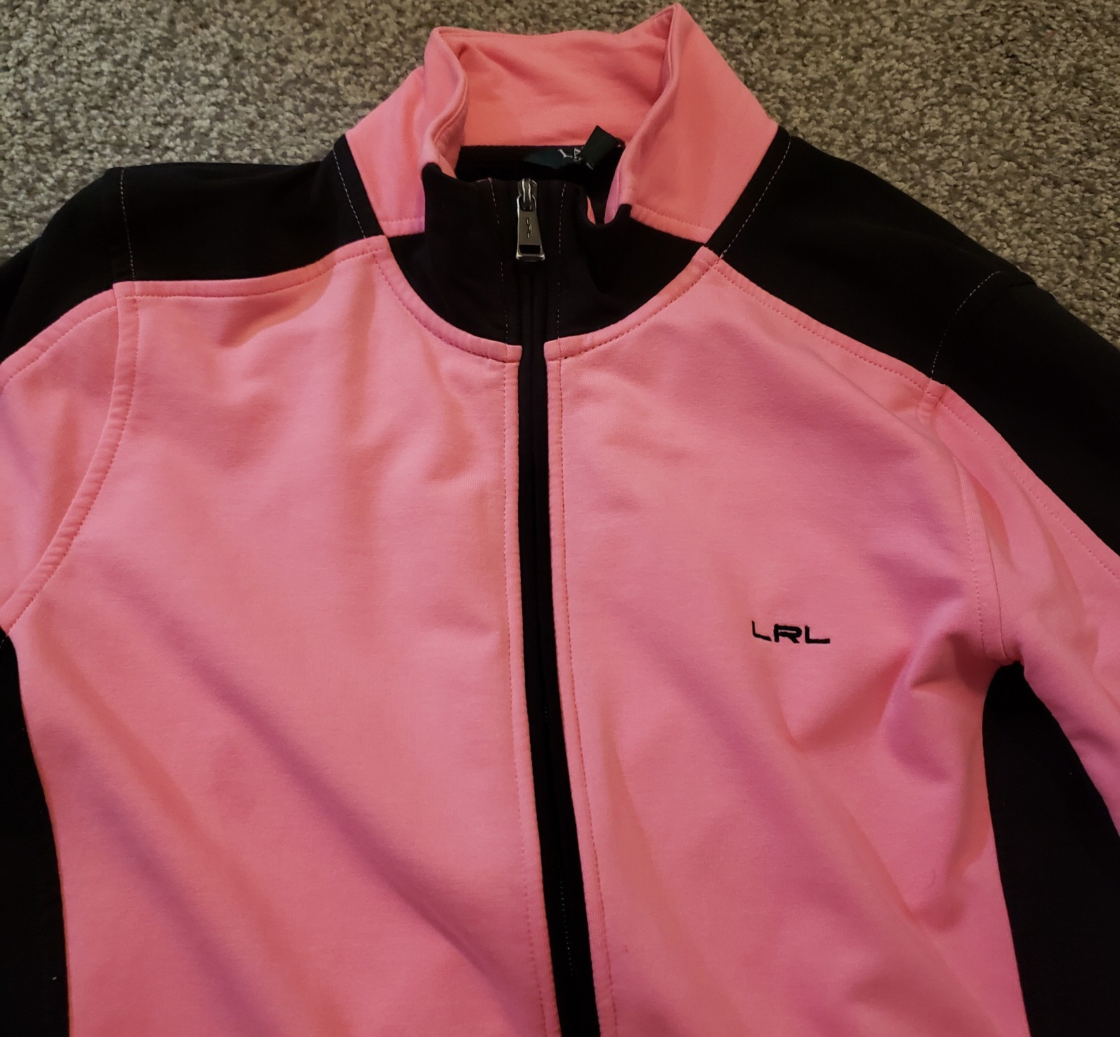 Lauren Ralph Lauren Women’s Pink and Black Zippered Top Athletic Jacket L