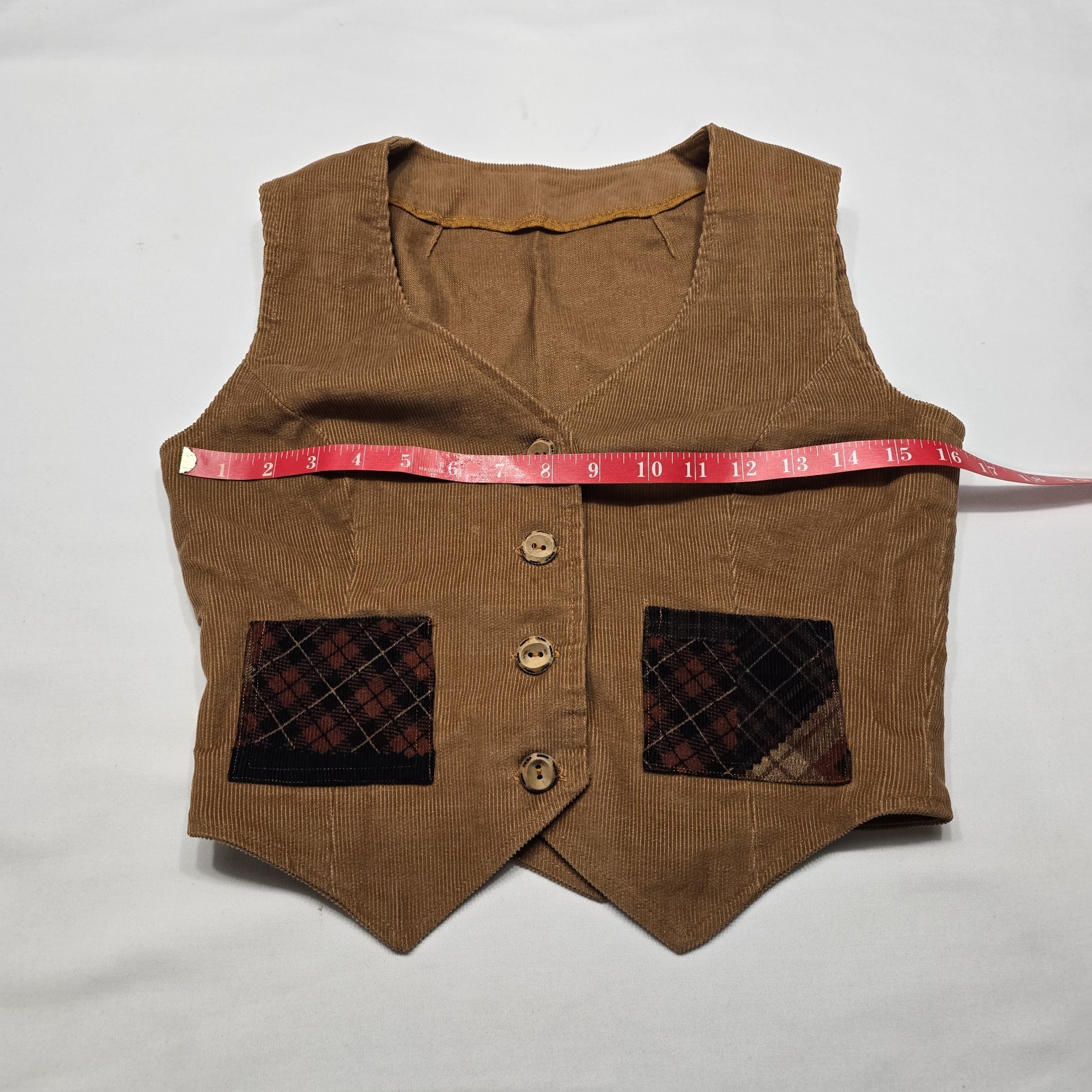Vintage 60’s Courderoy Patchwork Vest & Midi Skirt Outfit Brown & Orange Boho