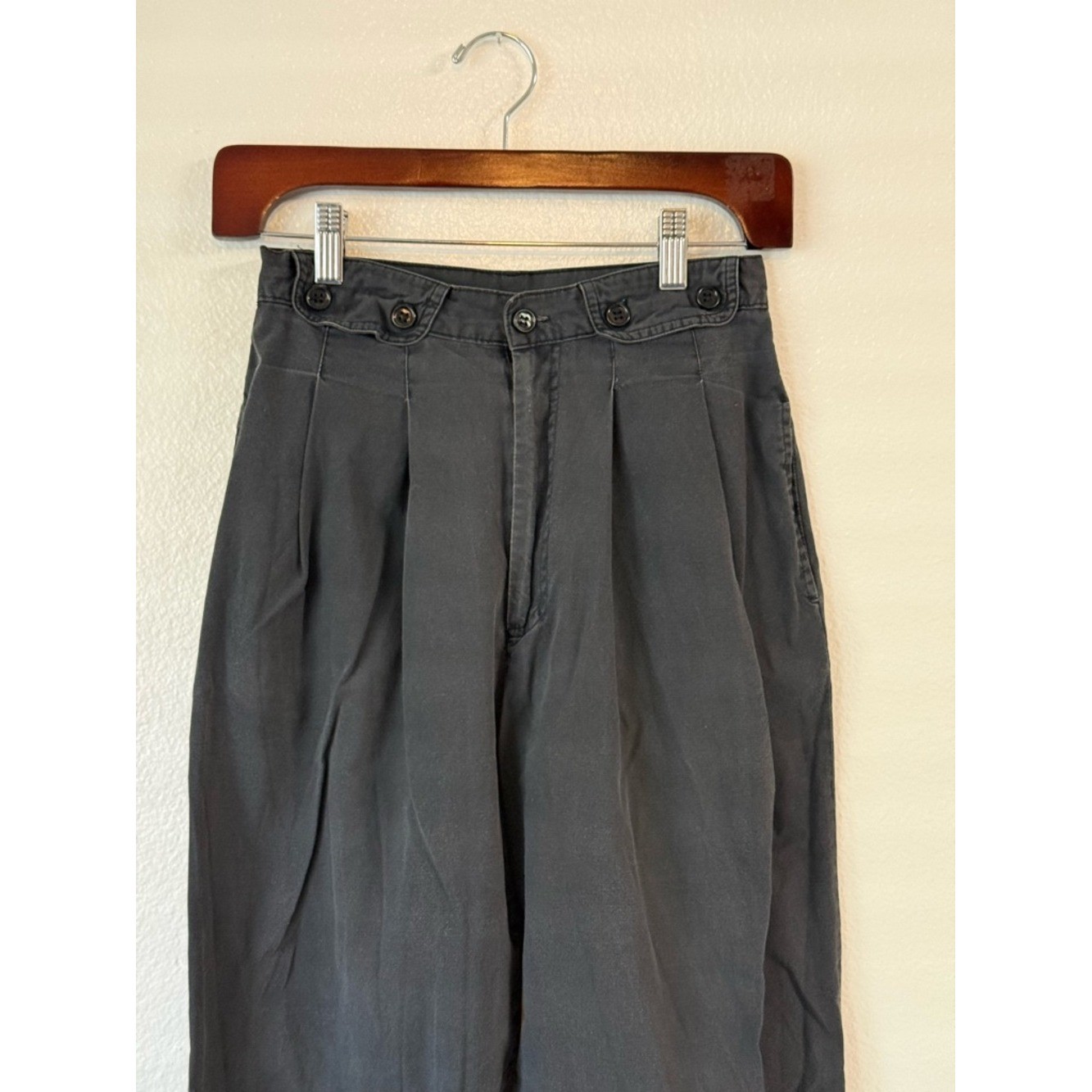VTG Que Pasa Pleated Casual Pants With Pockets Faded Black Size 9 80s Fashion