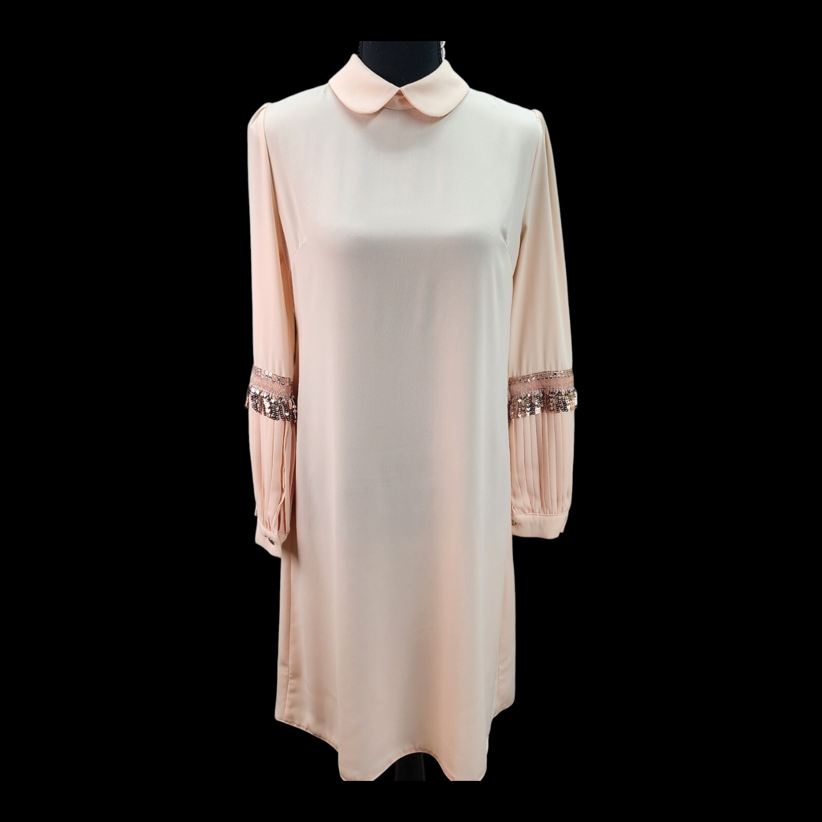 VTG Miss Miray Beaded Fringe Dress Sz 8 Light Pink Quiet Elegance Classic Luxury