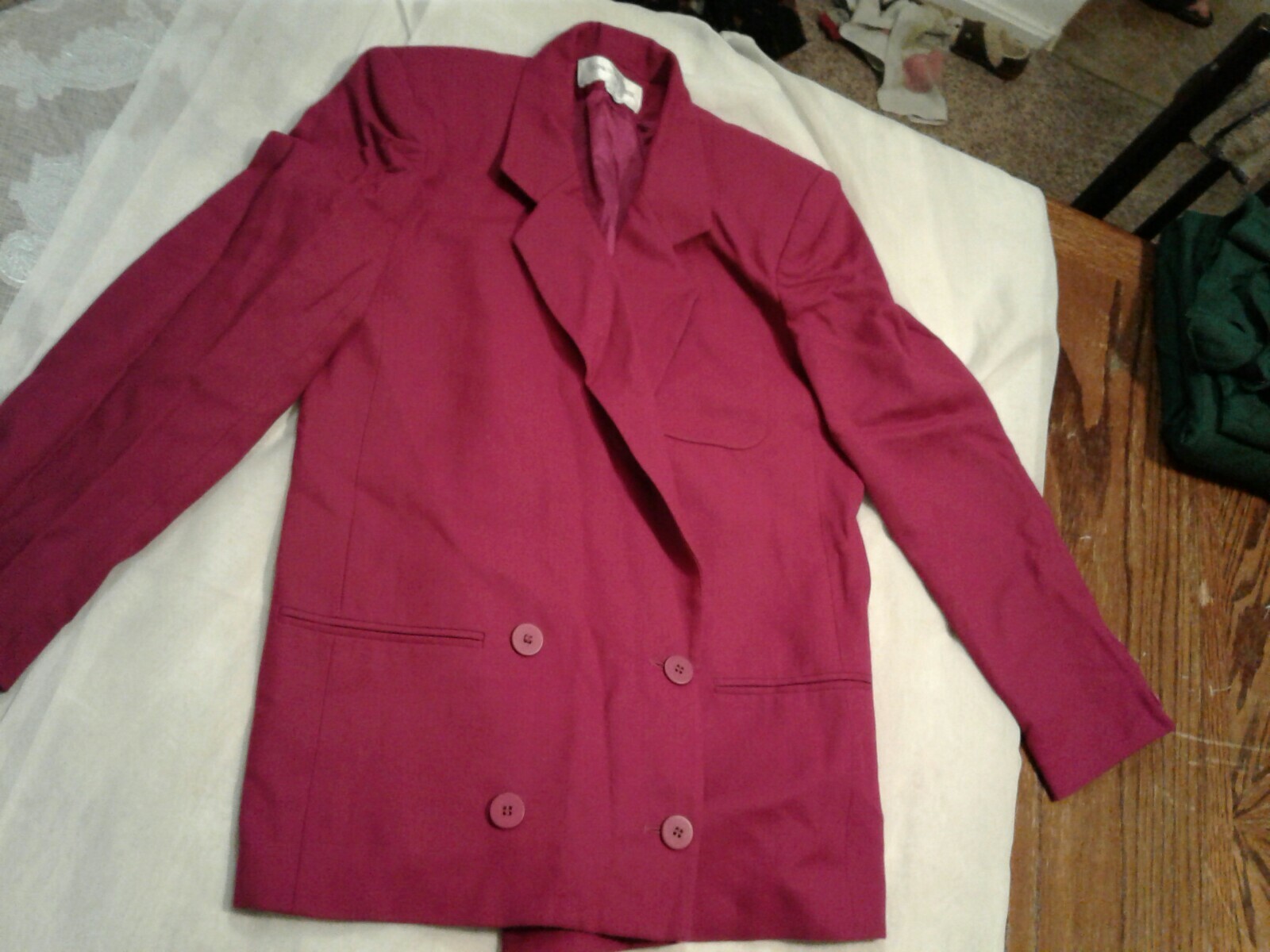 Vintage Jones New York Purple Fuschia 2pc Suit Blazer Skirt Size 6 (cb12)