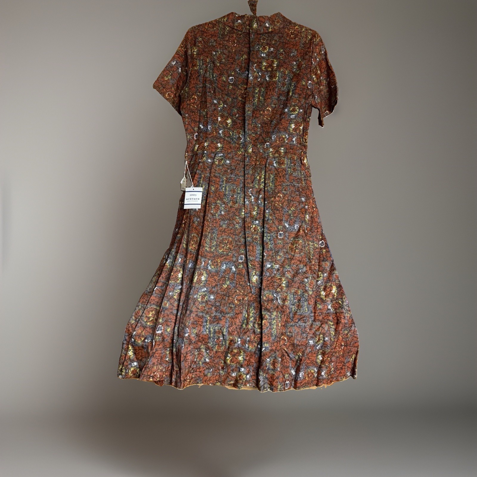 Vtg 1950s 1960s Abstract Print Day Dress Womens Size 14.5 Crescent Bro NWT