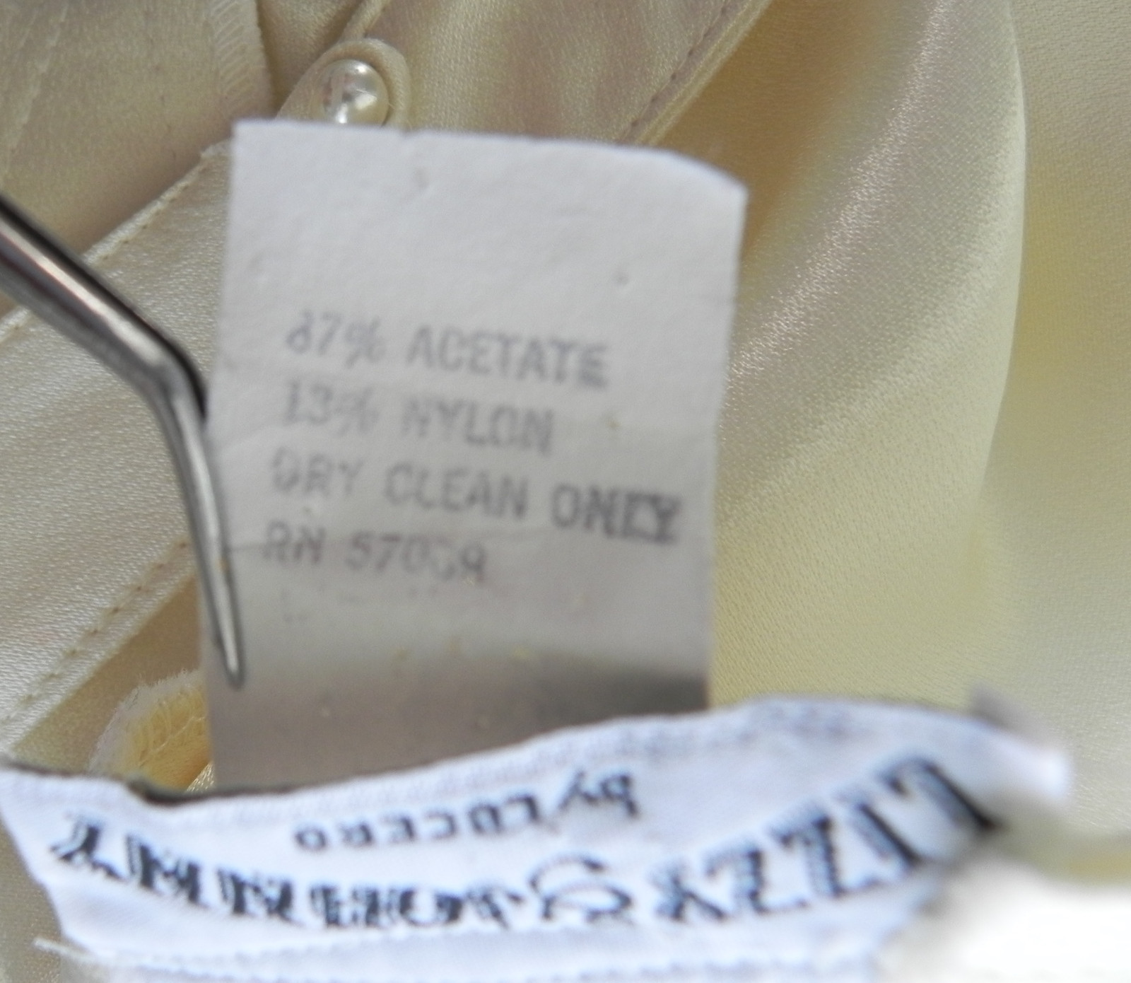 Vtg Lizzy & Johnny Dress Formal Ivory Open Cap Sleeve Size 15/16 (2XL)