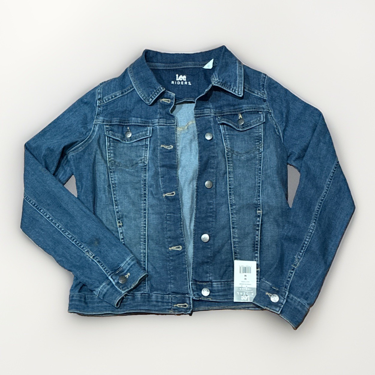 Lee Riders Denim Jacket Womens Med NWT Trucker Classic Blue Jean Fitted Casual