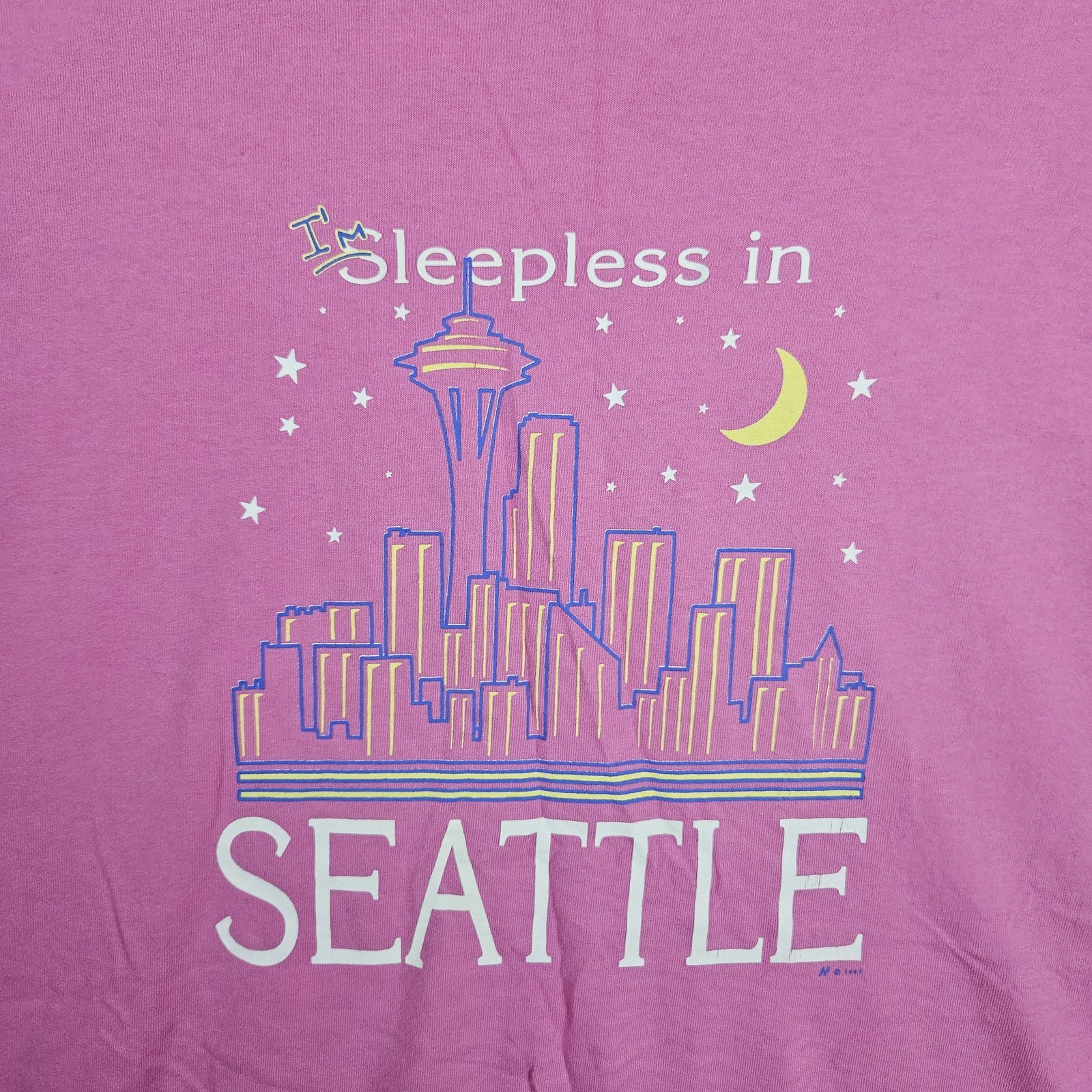 VTG Sleepless in Seattle Movie Pink Promo One Size Sleep Shirt Made in USA