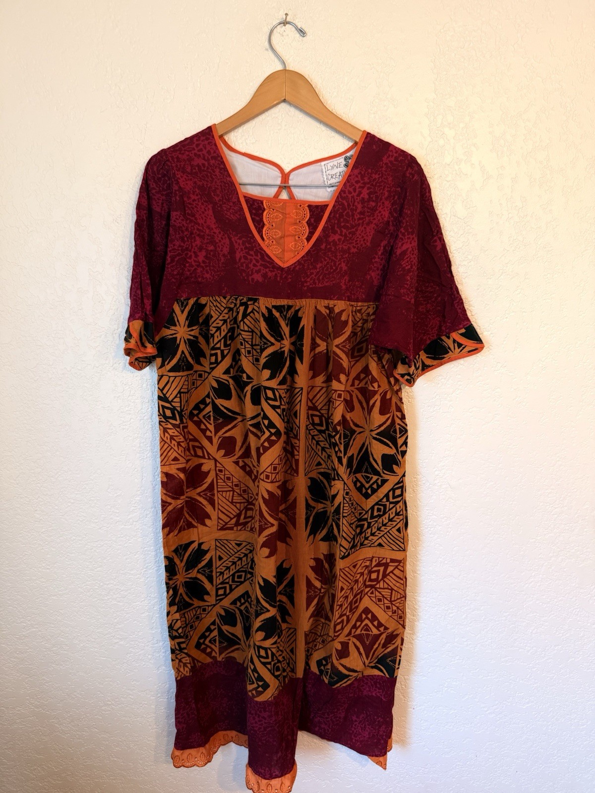 Lyne Creations Vintage Robe Mission Mother Hubbard Cotton Dress New Caledonia S