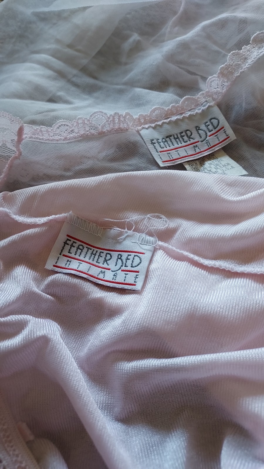 Vintage Featherbed Intimate Pink Lace Peignoir Lingerie Set Size Large