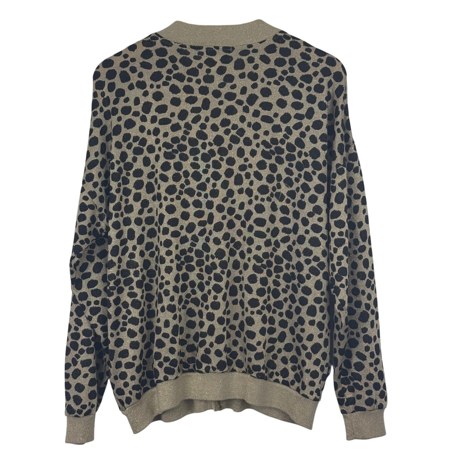 Vintage 90s Leopard Gold Metallic Zip Cardigan Grunge Glam Y2K Mobwife Cheetah