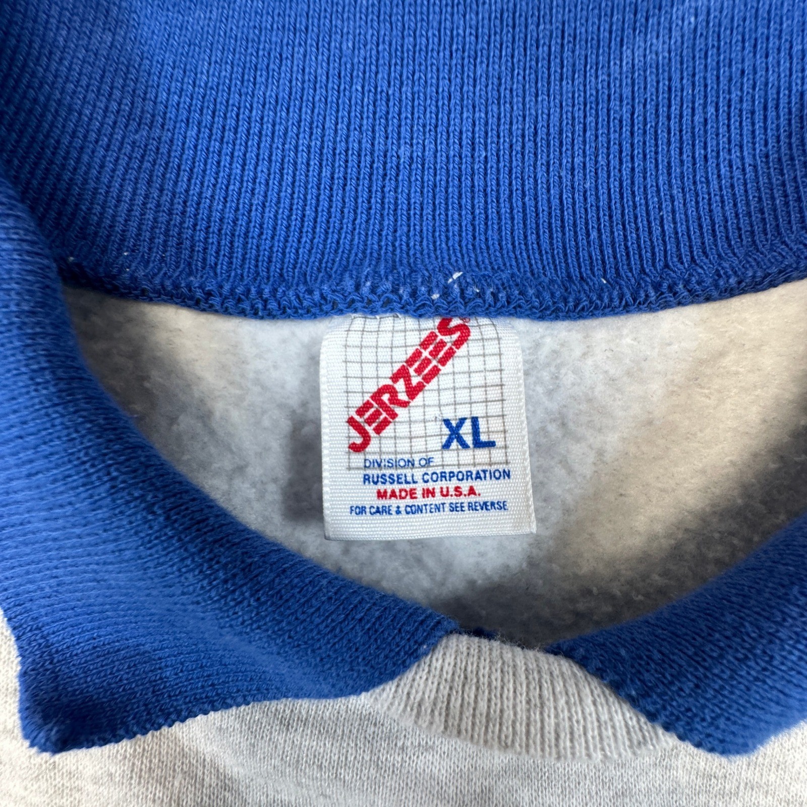 Vintage Jerzees Collared Sweatshirt Mens XL Embroidered Patchwork Star 80s 90s
