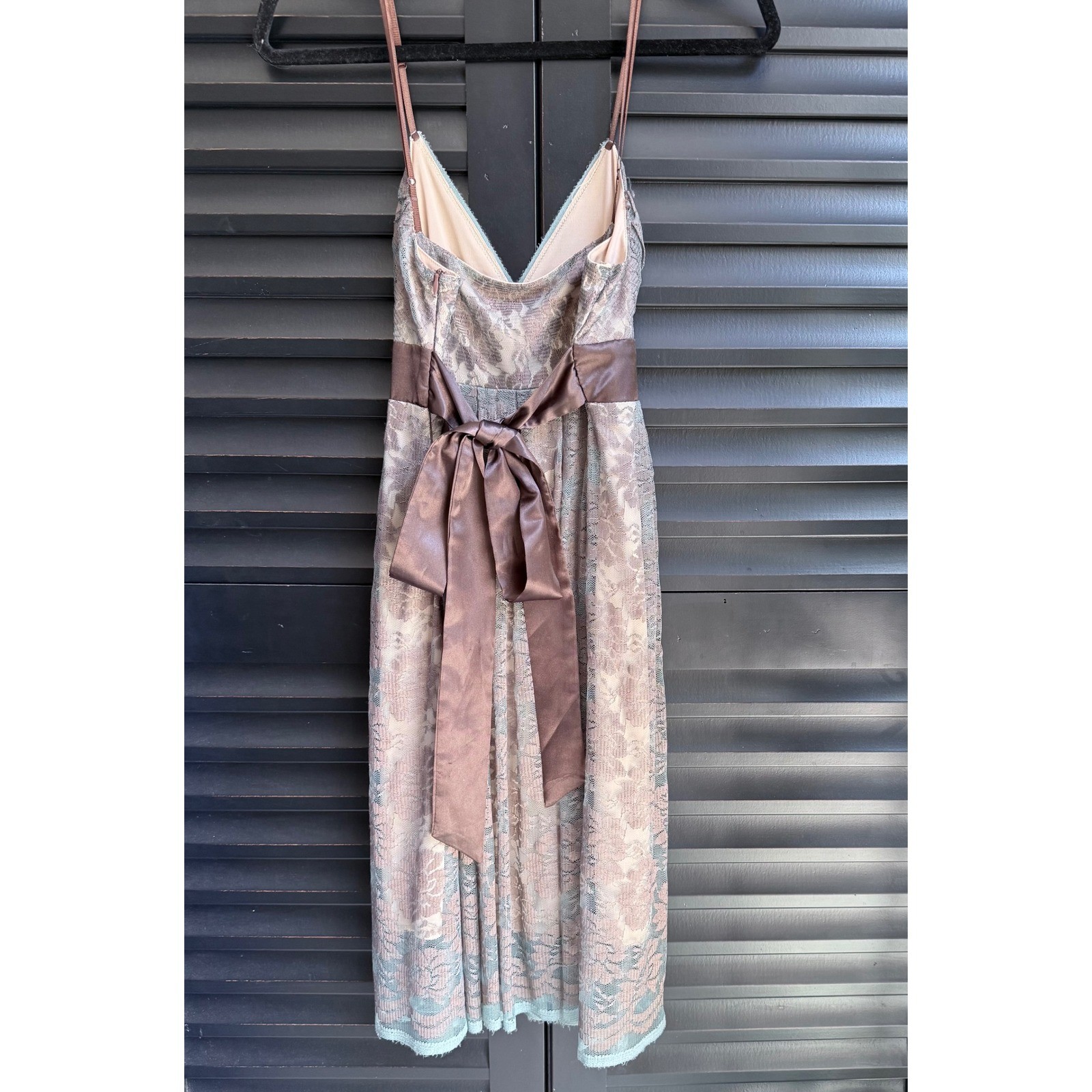Fairytale Dress 90s y2k Coquette Babydoll Blue Lace Brown Satin Ribbon Mystic