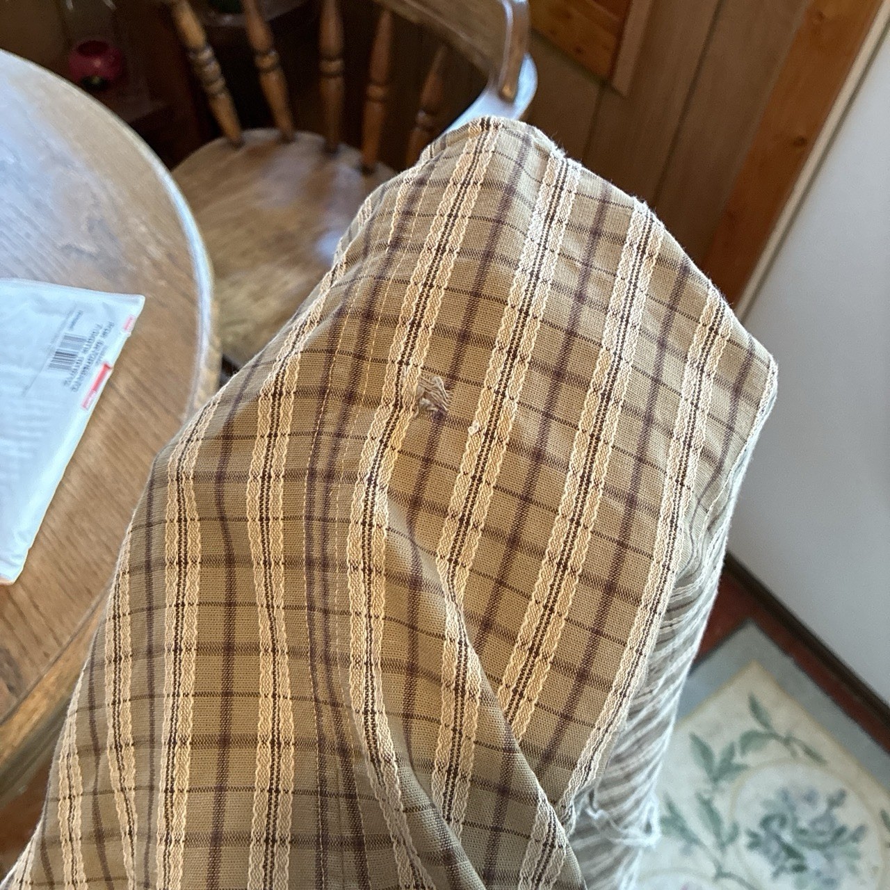 Beautiful Vintage 90s Handmade Plaid Midi Dress Beige And White
