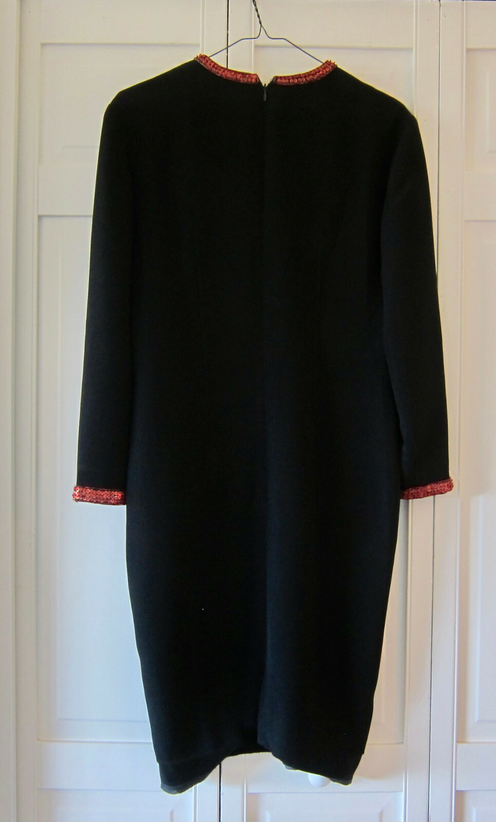 Vintage KATHRYN DIANOS evening sheath dress with ornate accent trim – hem undone