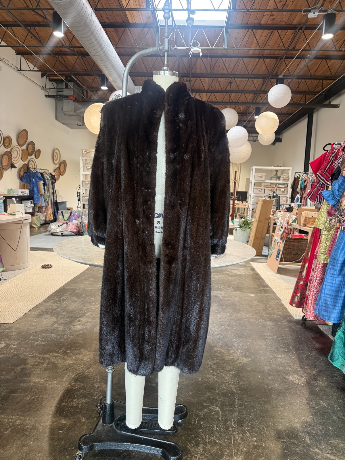 Vintage 1970s Full-Length Dark Mahogany Brown Mink Real Fur Coat Size S/XS Small