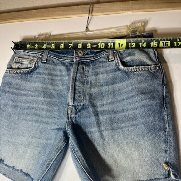 We the Free Blue Jean Boho Beach Raw Hem Cotton Shorts Sz 26