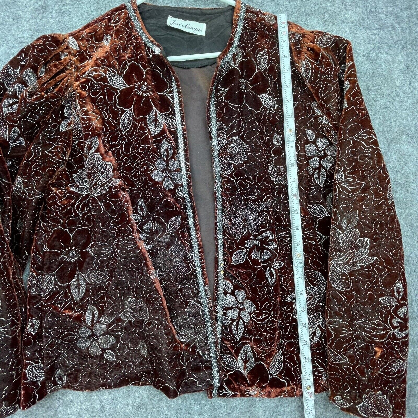 Vintage Jeri Marque Jacket Medium Evening Metallic Sequin Glitter Blazer Party